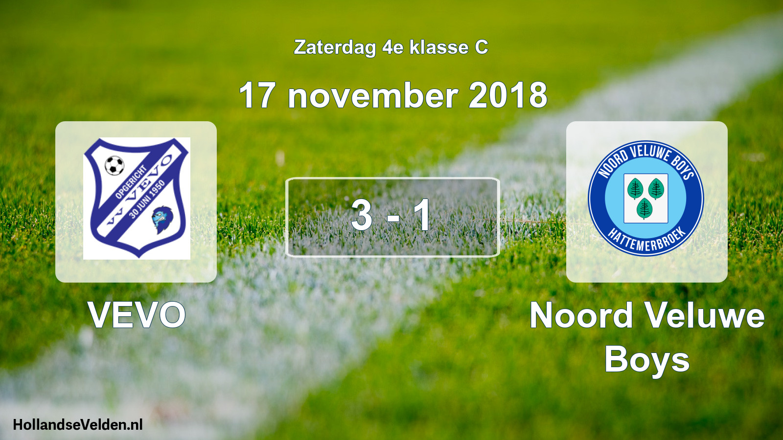 Total number of matches played: VEVO - Noord Veluwe Boys 3 - 1 (17 November 2018)
