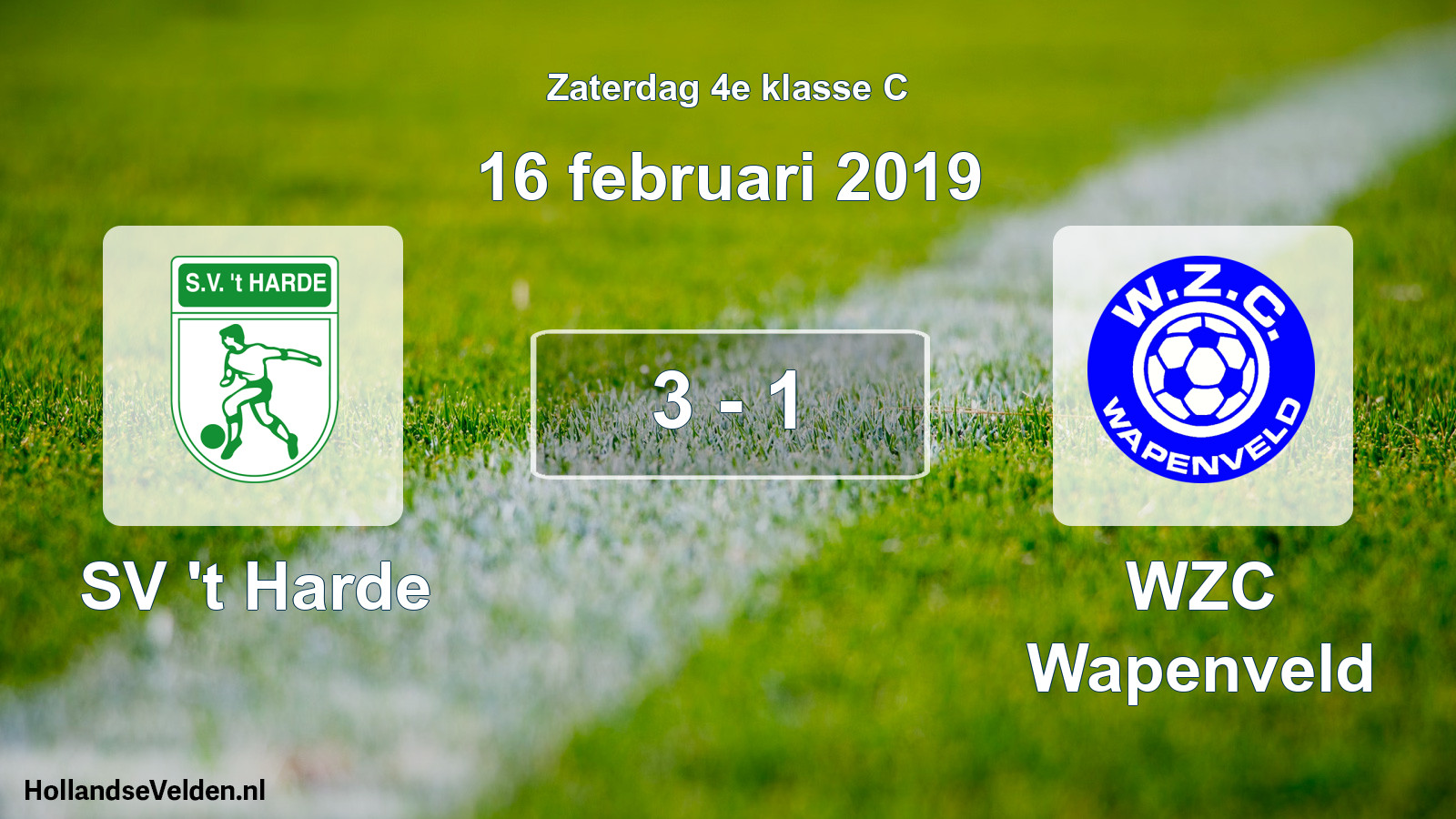 Total number of matches played: SV 't Harde - WZC Wapenveld 3 - 1 (16 February 2019)