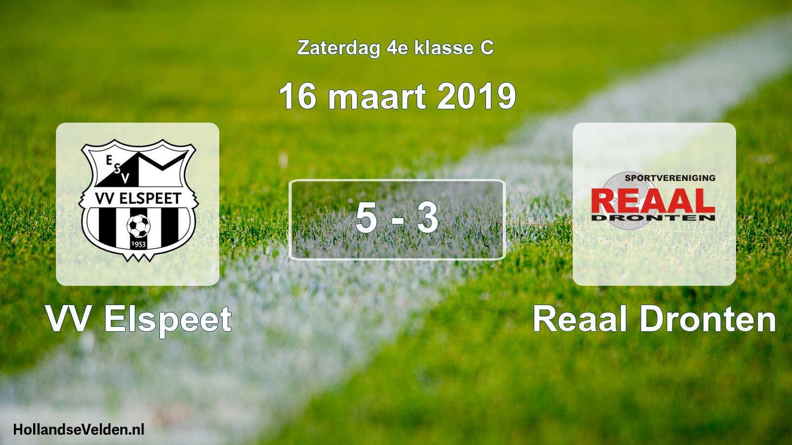 Total number of matches played: VV Elspeet - Reaal Dronten 5 - 3 (16 March 2019)