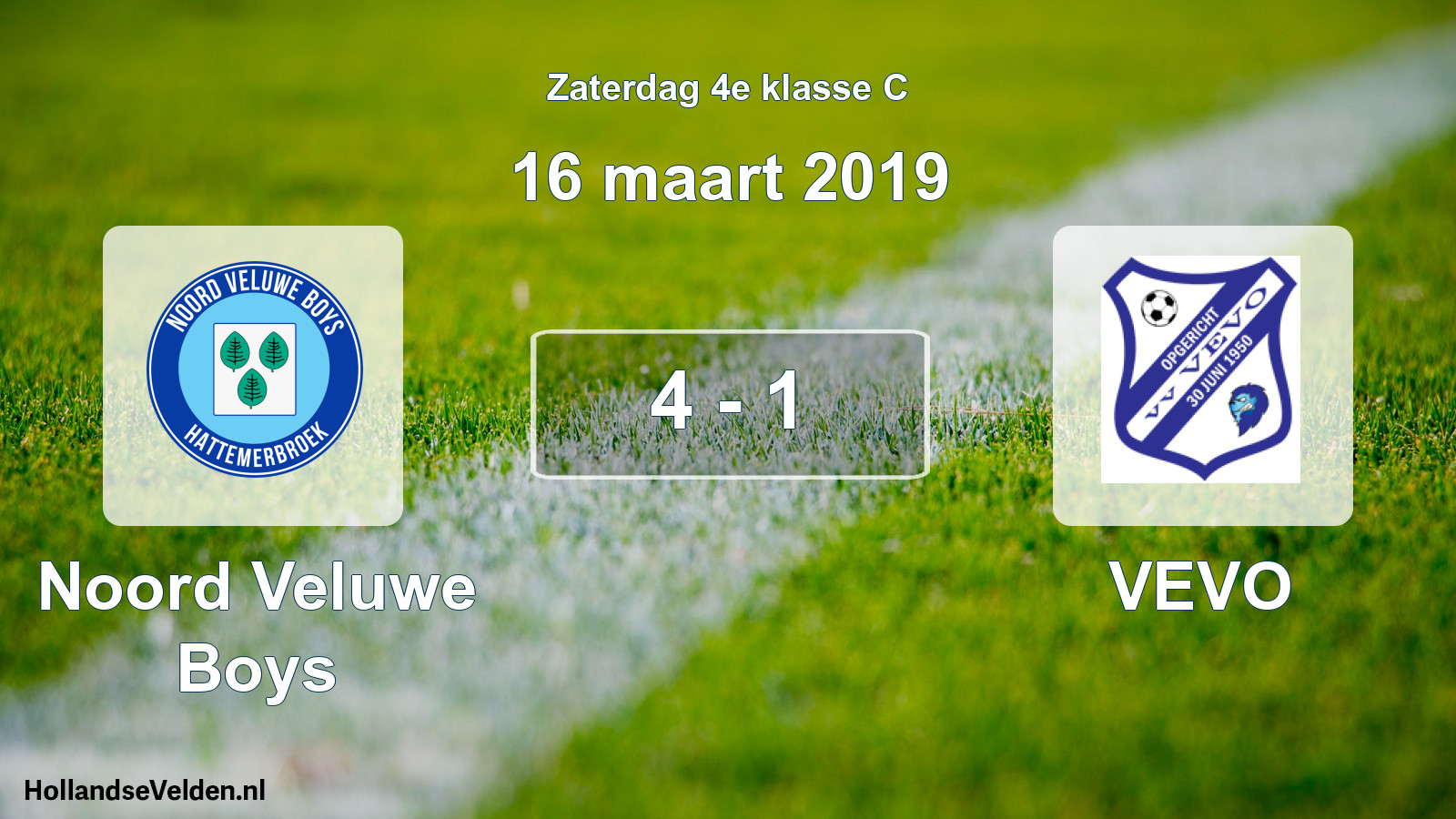 Total number of matches played: Noord Veluwe Boys - VEVO 4 - 1 (16 March 2019)