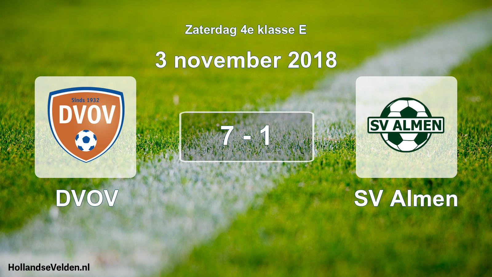 Total number of matches played: DVOV - SV Almen 7 - 1 (3 November 2018)