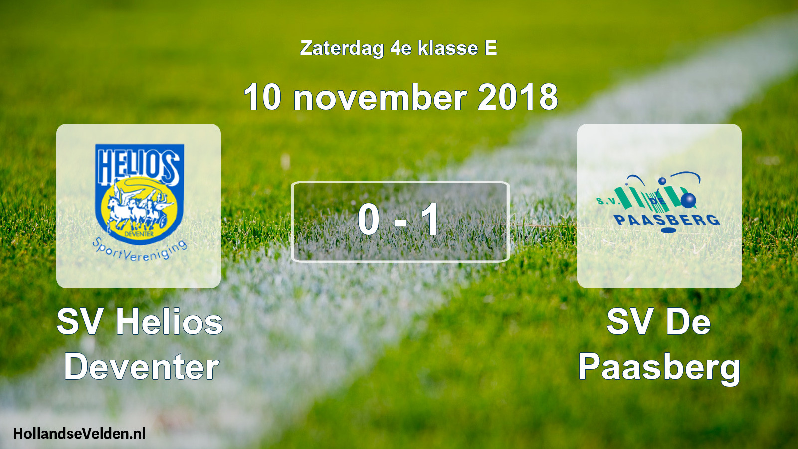 Total number of matches played: SV Helios Deventer - SV De Paasberg 0 - 1 (10 November 2018)