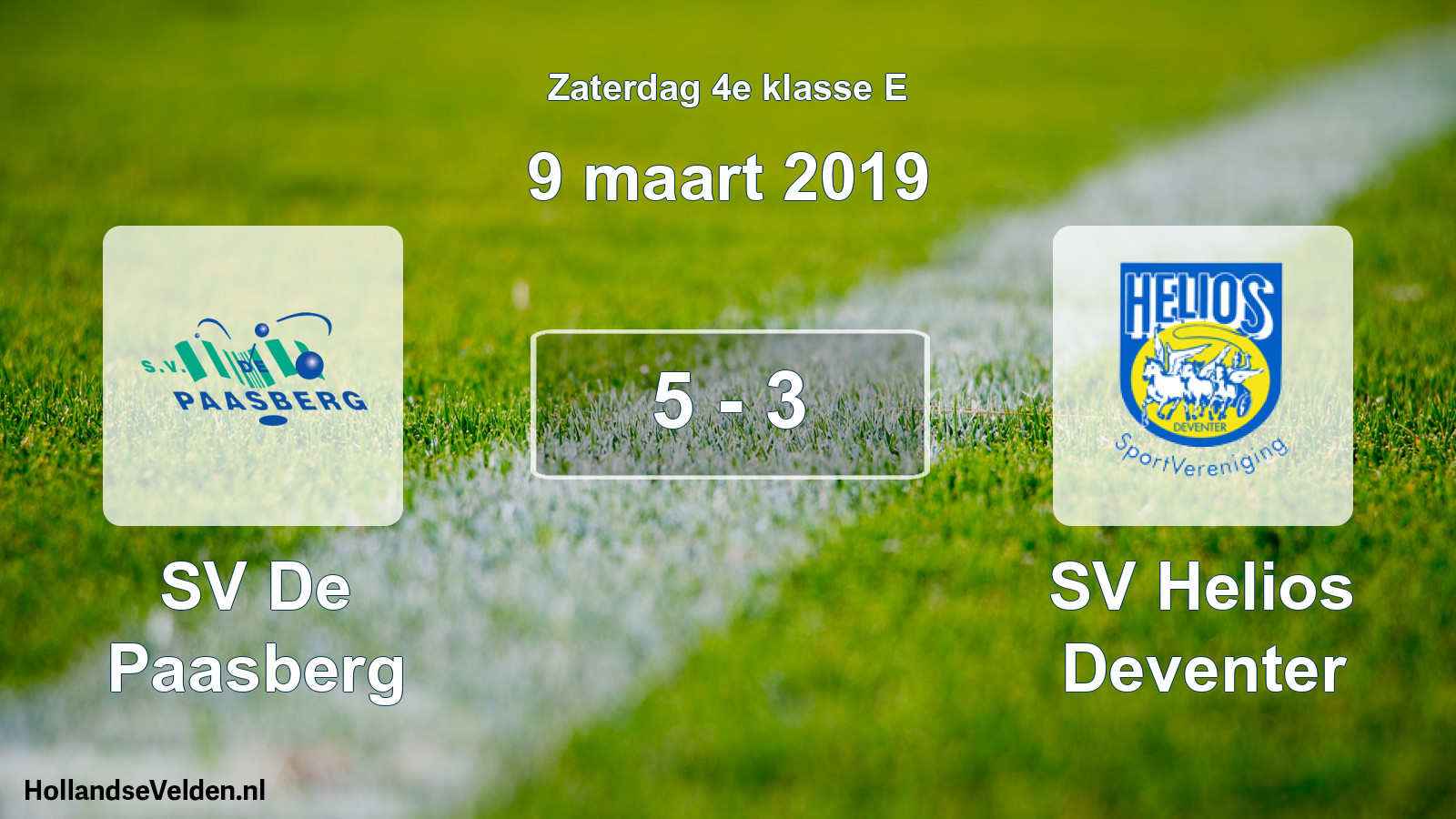 Total number of matches played: SV De Paasberg - SV Helios Deventer 5 - 3 (9 March 2019)