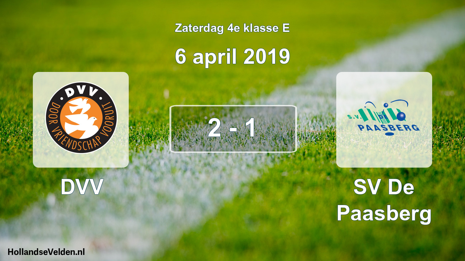 Total number of matches played: DVV - SV De Paasberg 2 - 1 (6 April 2019)