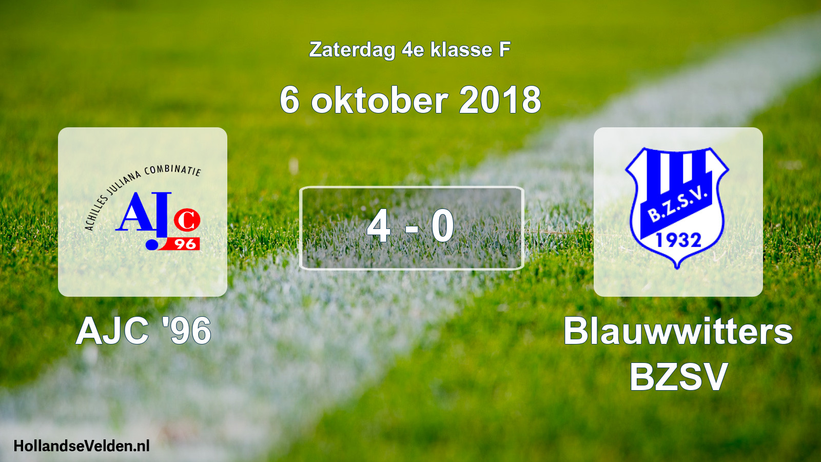 Total number of matches played: AJC '96 - Blauwwitters BZSV 4 - 0 (6 October 2018)