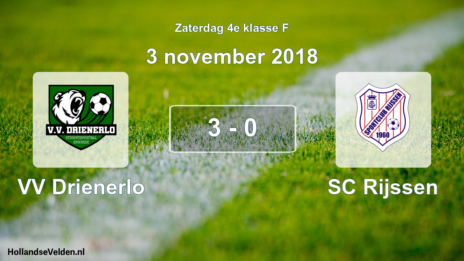 Total number of matches played: VV Drienerlo - SC Rijssen 3 - 0 (3 November 2018)