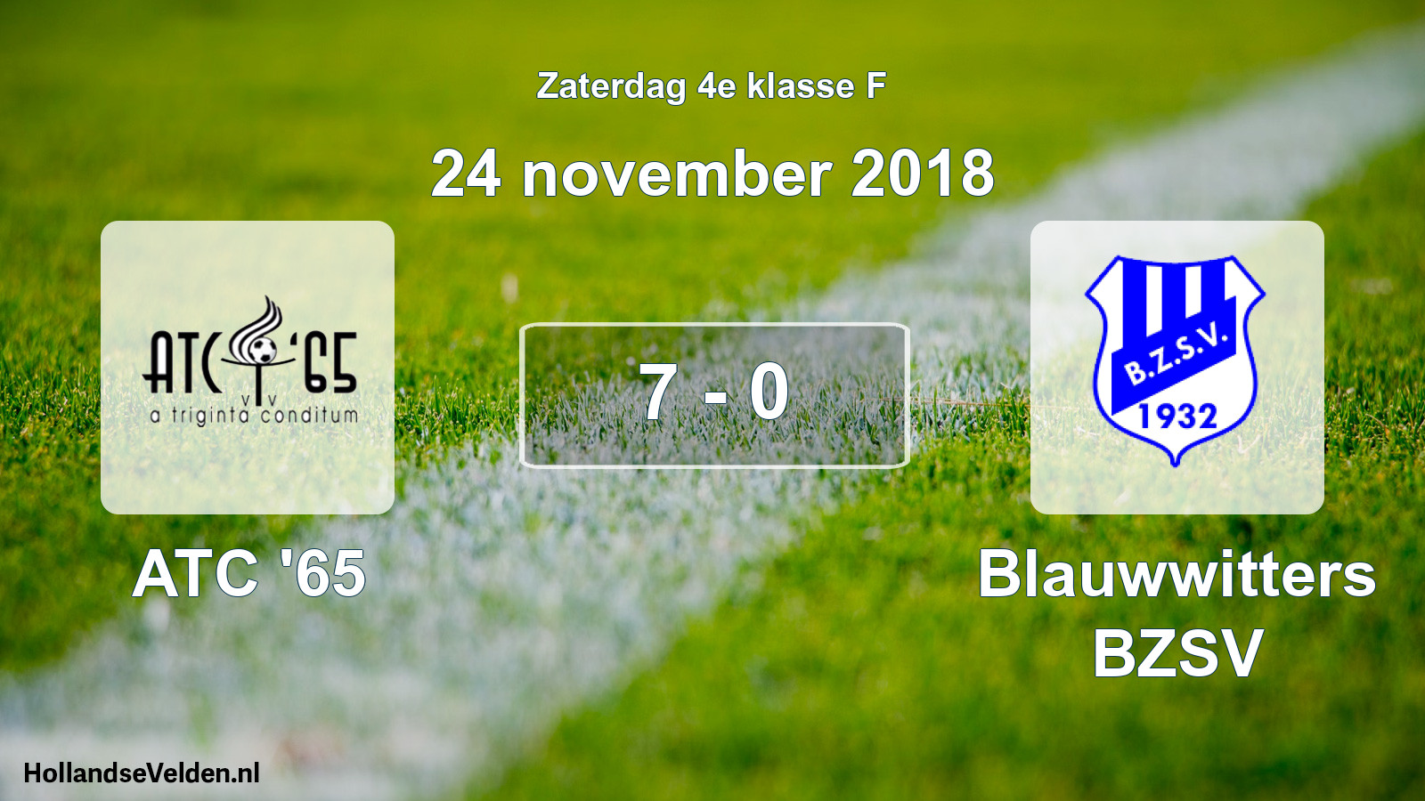 Total number of matches played: ATC '65 - Blauwwitters BZSV 7 - 0 (24 November 2018)
