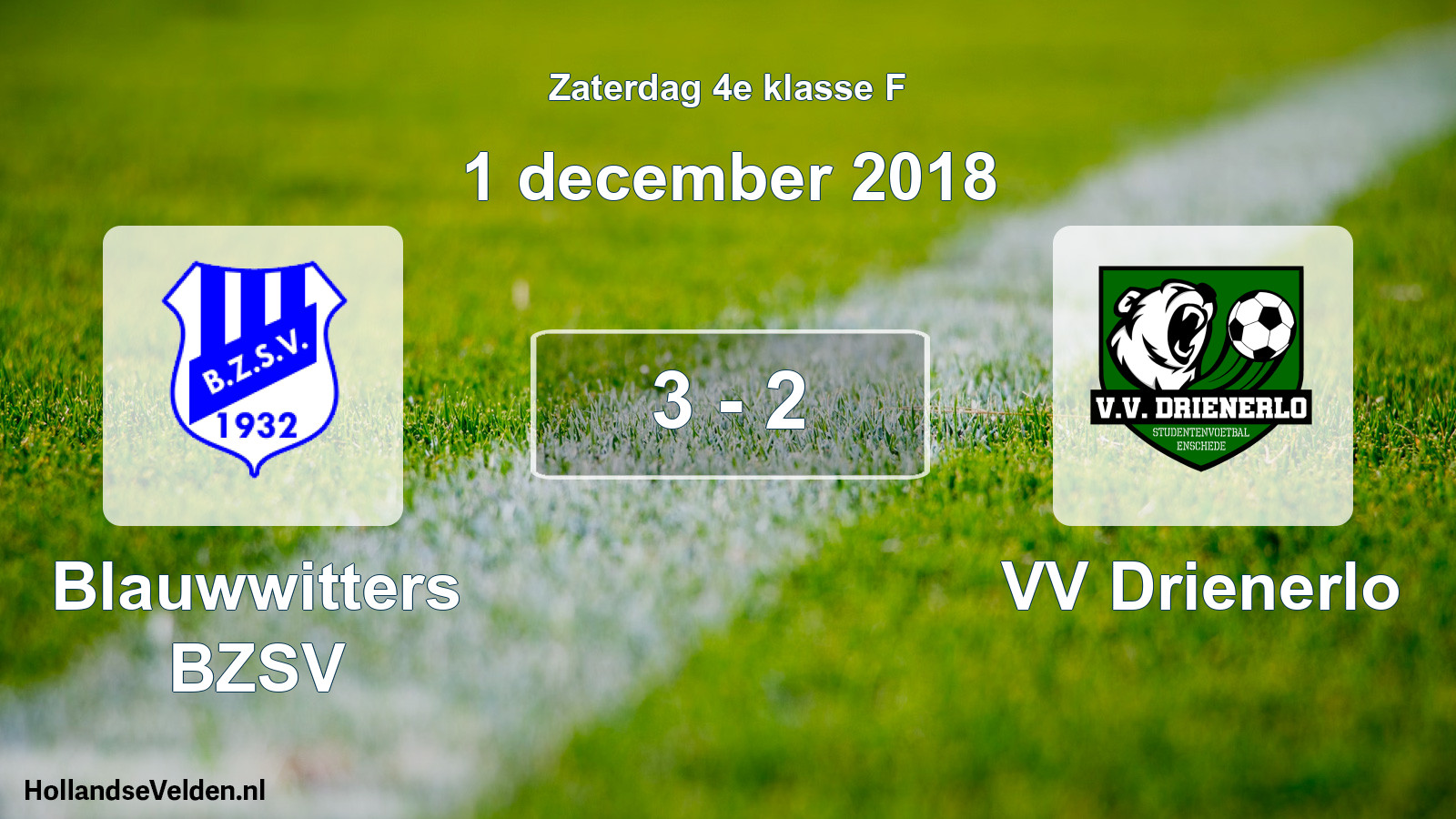 Total number of matches played: Blauwwitters BZSV - VV Drienerlo 3 - 2 (1 December 2018)