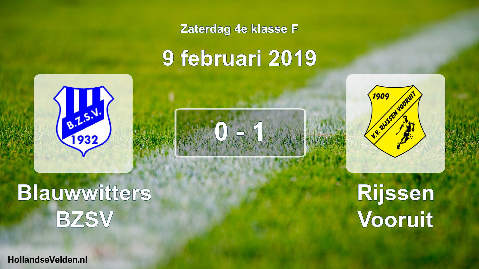 Total number of matches played: Blauwwitters BZSV - Rijssen Vooruit 0 - 1 (9 February 2019)