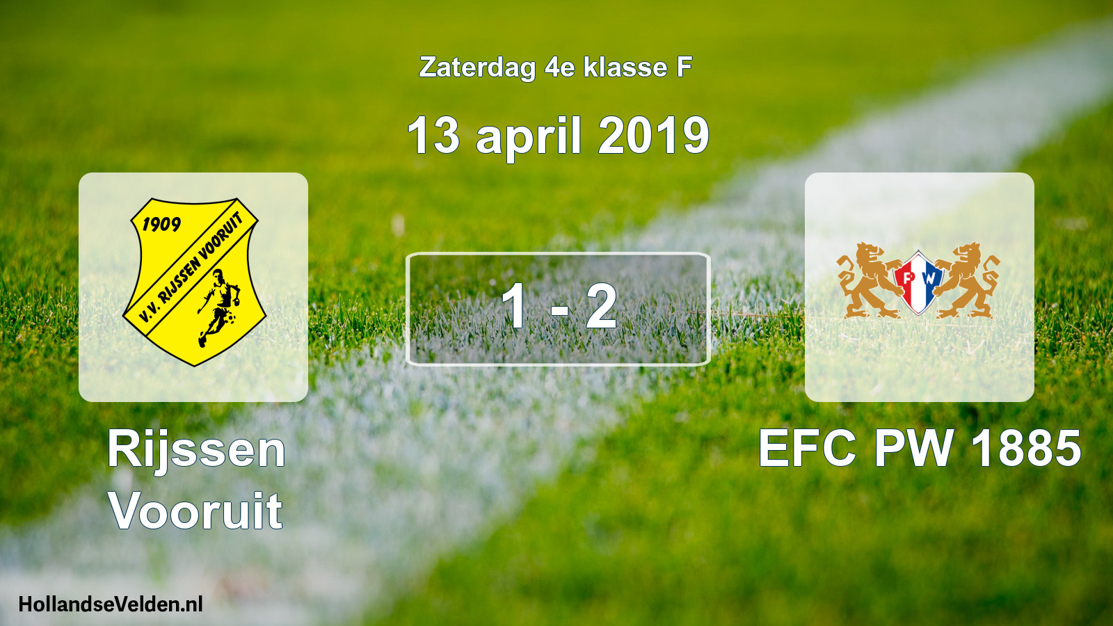 Total number of matches played: Rijssen Vooruit - EFC PW 1885 1 - 2 (13 April 2019)
