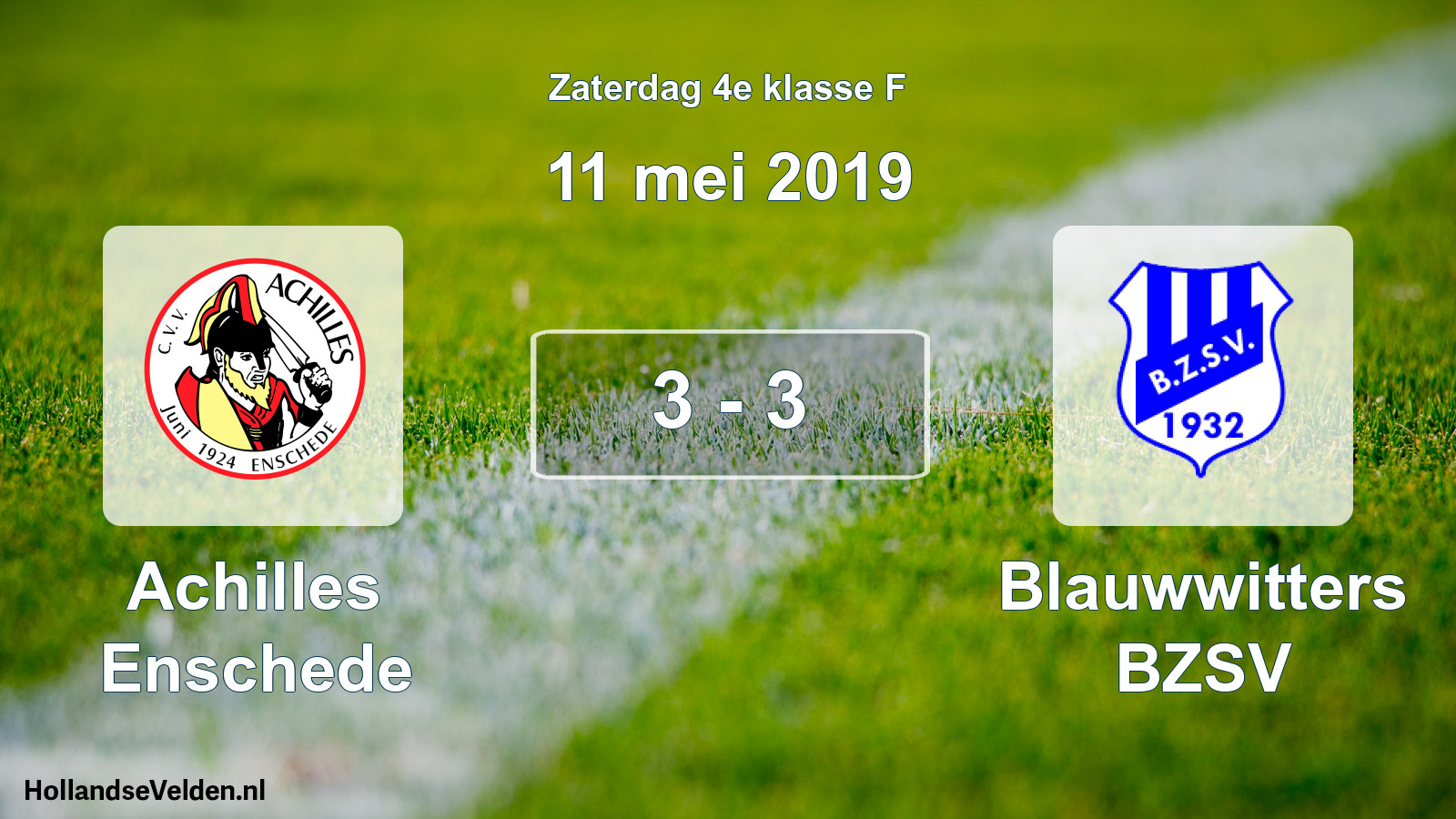 Total number of matches played: Achilles Enschede - Blauwwitters BZSV 3 - 3 (11 May 2019)