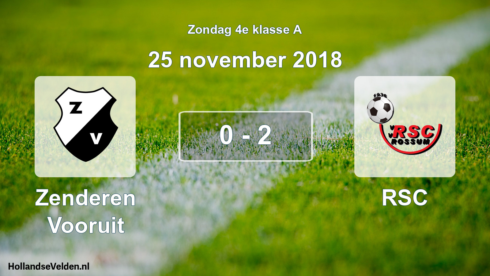 Total number of matches played: Zenderen Vooruit - RSC 0 - 2 (25 November 2018)
