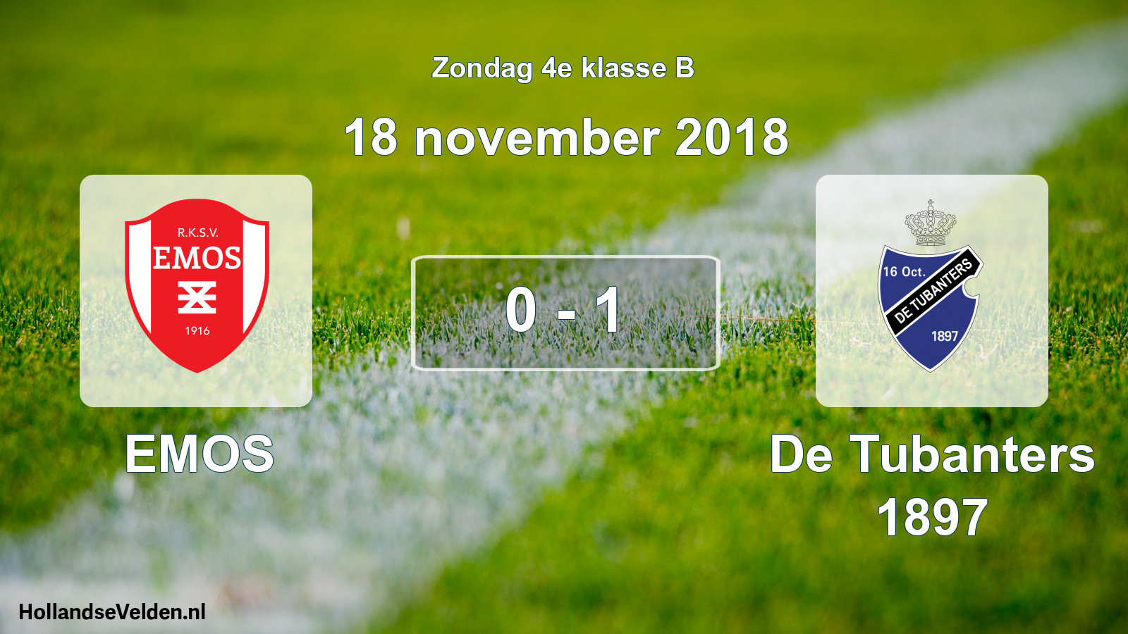 Total number of matches played: EMOS - De Tubanters 1897 0 - 1 (18 November 2018)