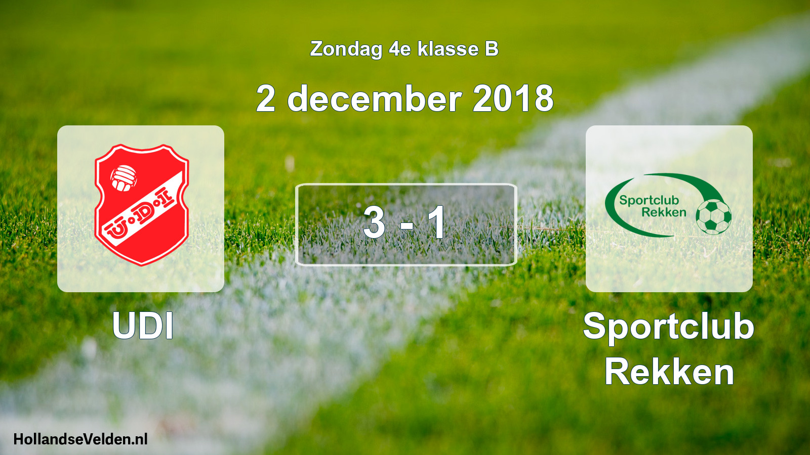 Total number of matches played: UDI - Sportclub Rekken 3 - 1 (2 December 2018)