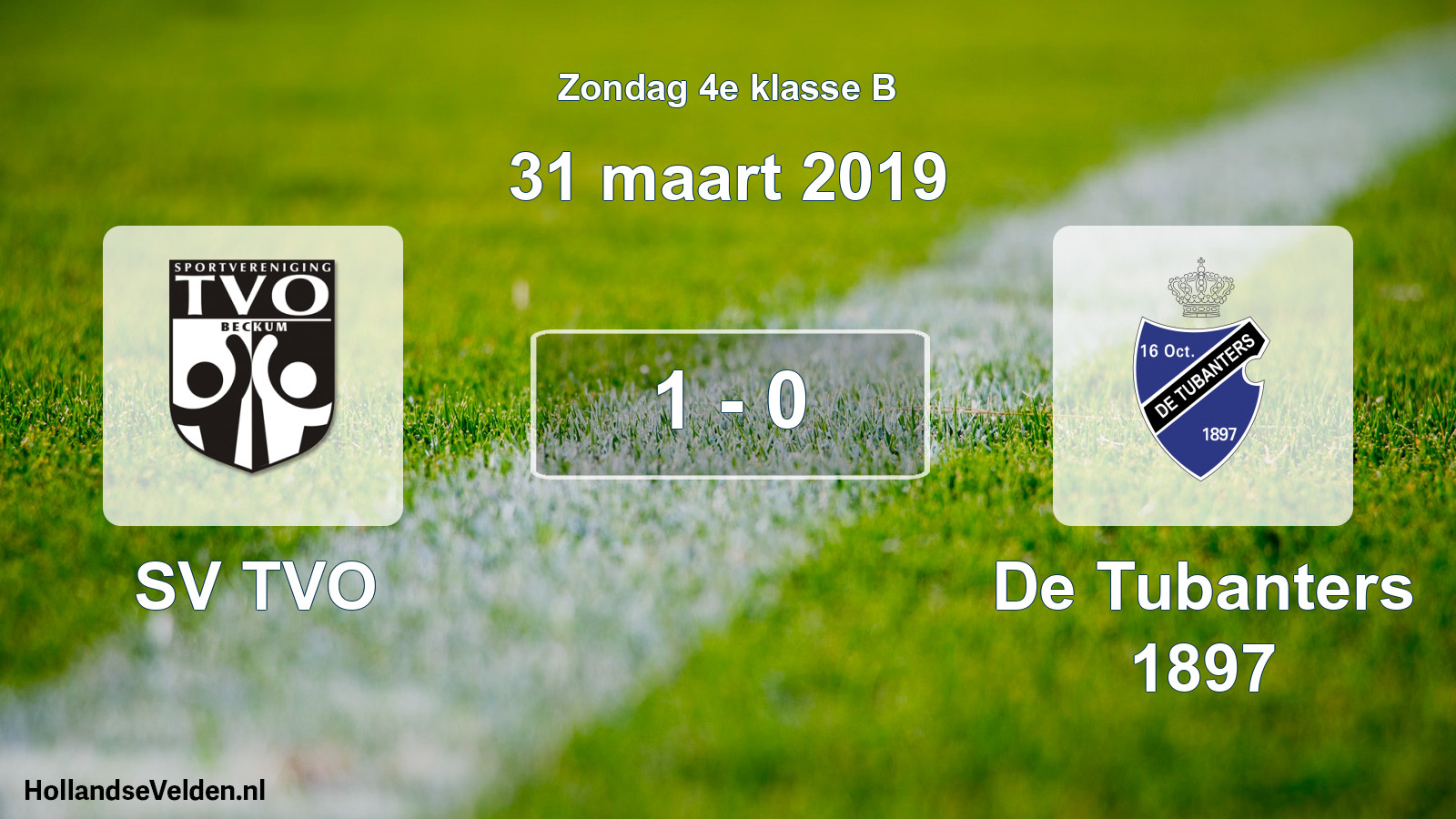 Total number of matches played: SV TVO - De Tubanters 1897 1 - 0 (31 March 2019)