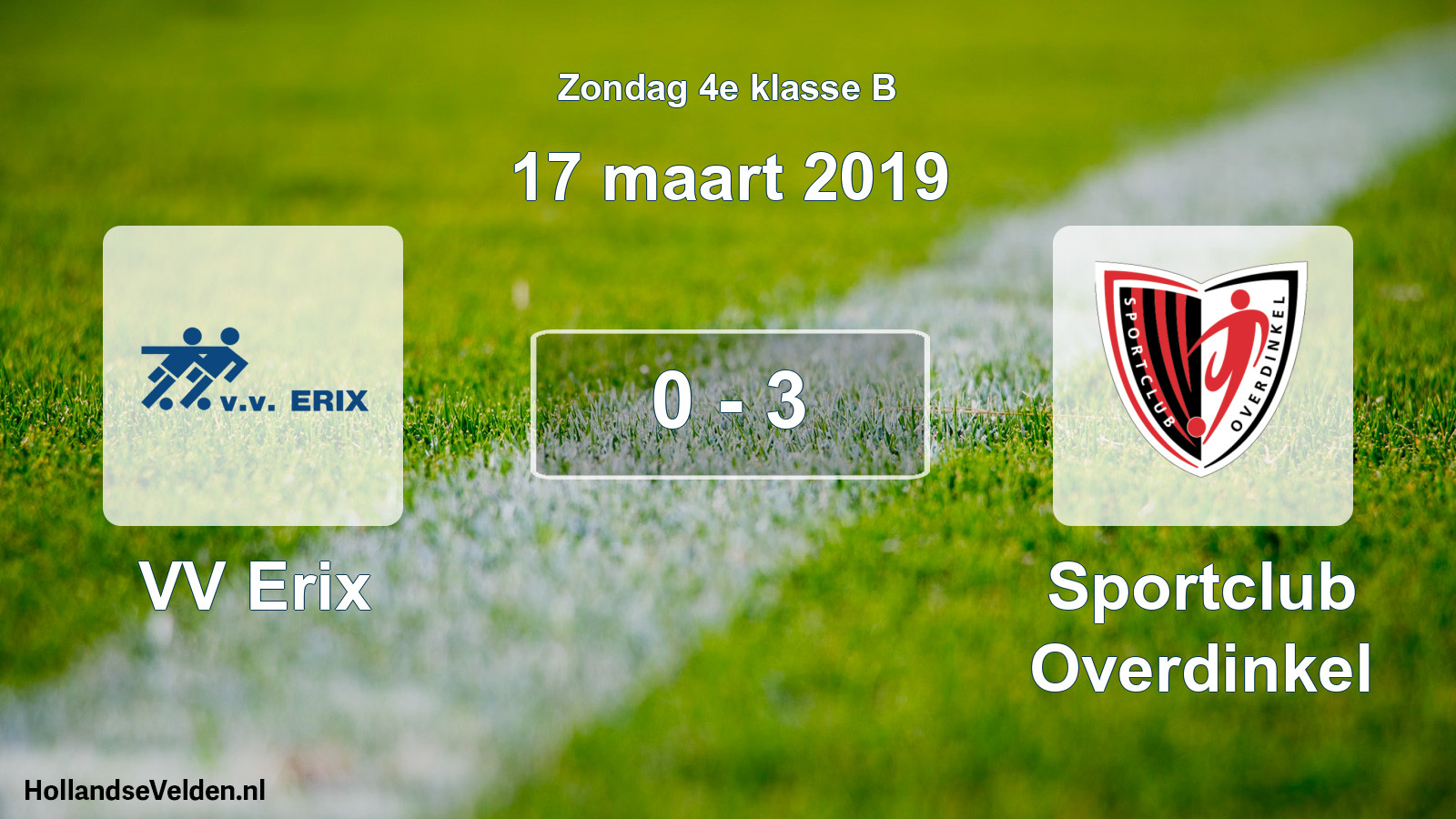 Total number of matches played: VV Erix - Sportclub Overdinkel 0 - 3 (17 March 2019)
