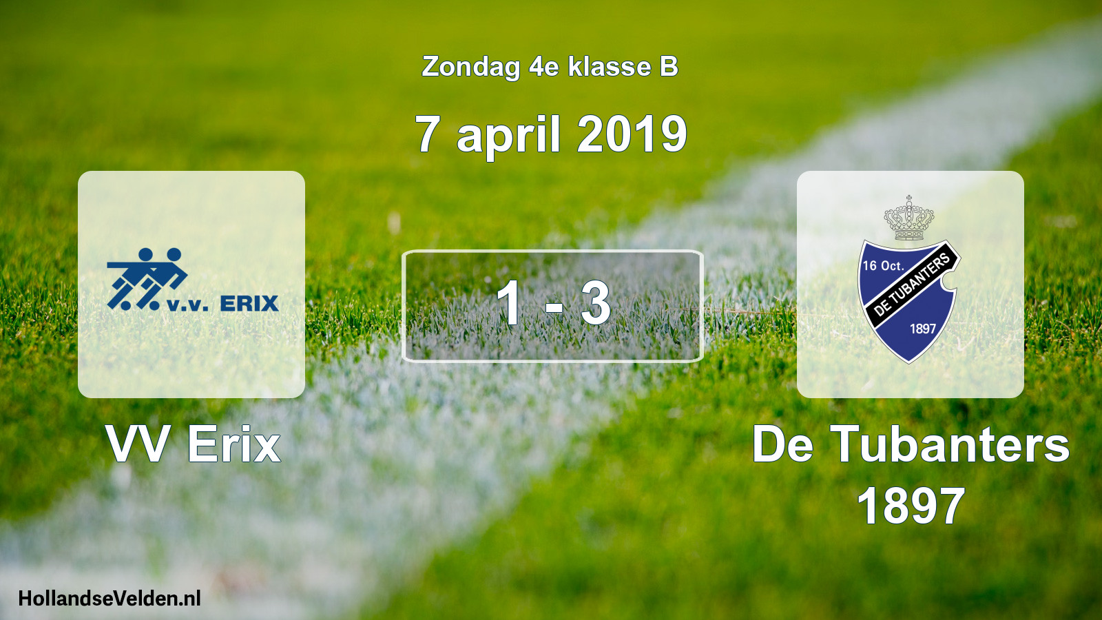 Total number of matches played: VV Erix - De Tubanters 1897 1 - 3 (7 April 2019)