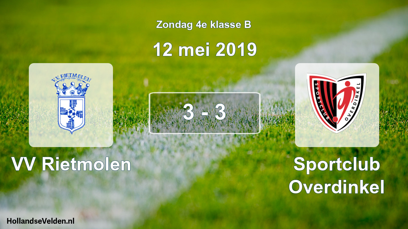 Total number of matches played: VV Rietmolen - Sportclub Overdinkel 3 - 3 (12 May 2019)