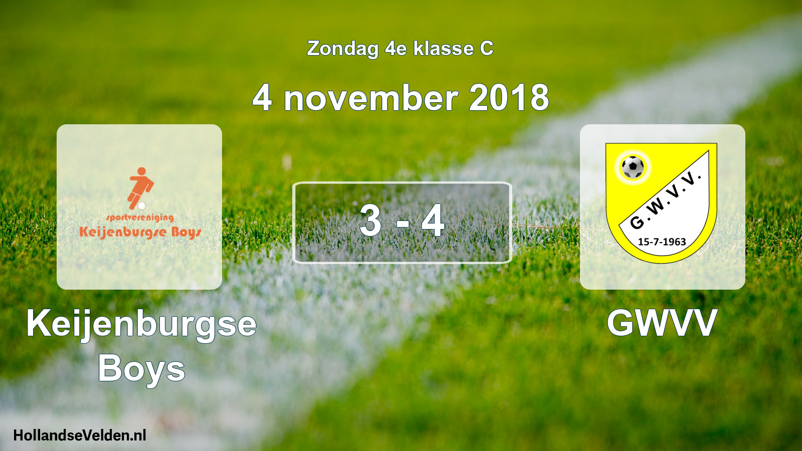 Total number of matches played: Keijenburgse Boys - GWVV 3 - 4 (4 November 2018)