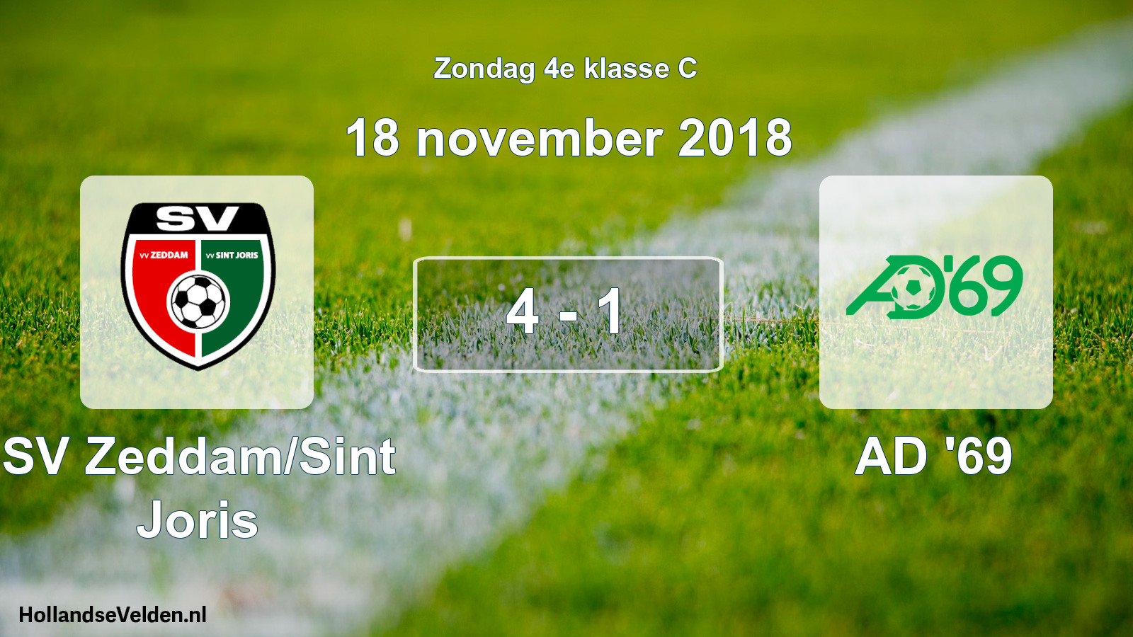 Total number of matches played: SV Zeddam/Sint Joris - AD '69 4 - 1 (18 November 2018)