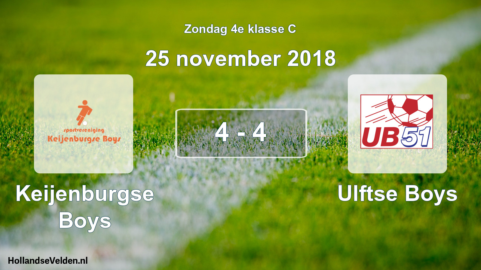 Total number of matches played: Keijenburgse Boys - Ulftse Boys 4 - 4 (25 November 2018)