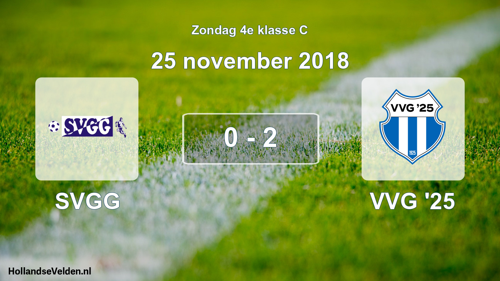 Total number of matches played: SVGG - VVG '25 0 - 2 (25 November 2018)