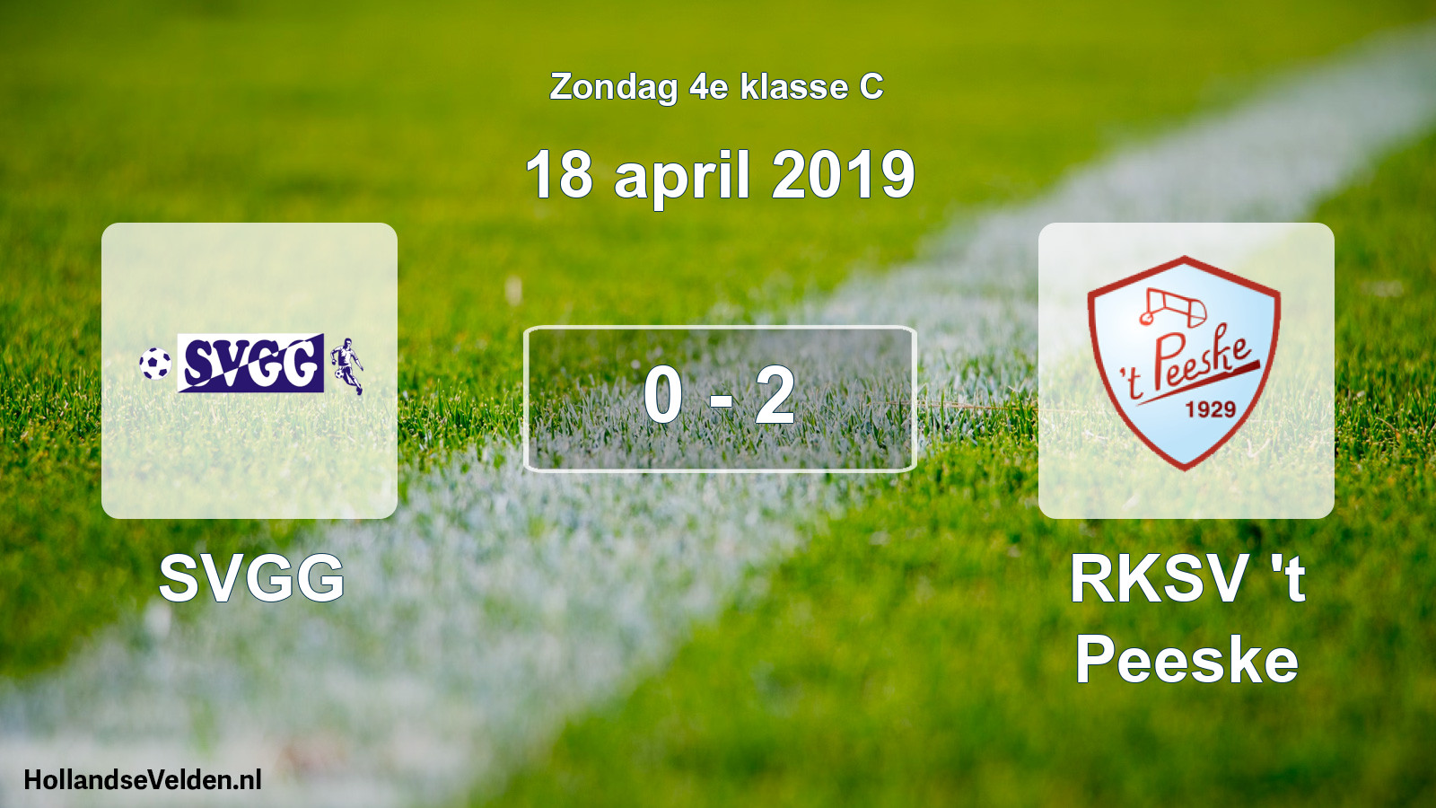 Total number of matches played: SVGG - RKSV 't Peeske 0 - 2 (18 April 2019)