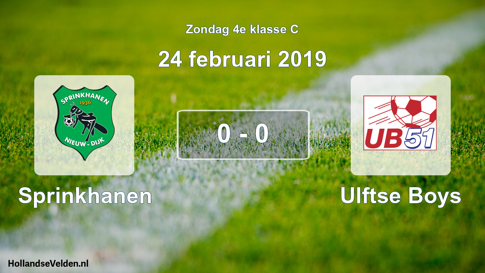 Total number of matches played: Sprinkhanen - Ulftse Boys 0 - 0 (24 February 2019)