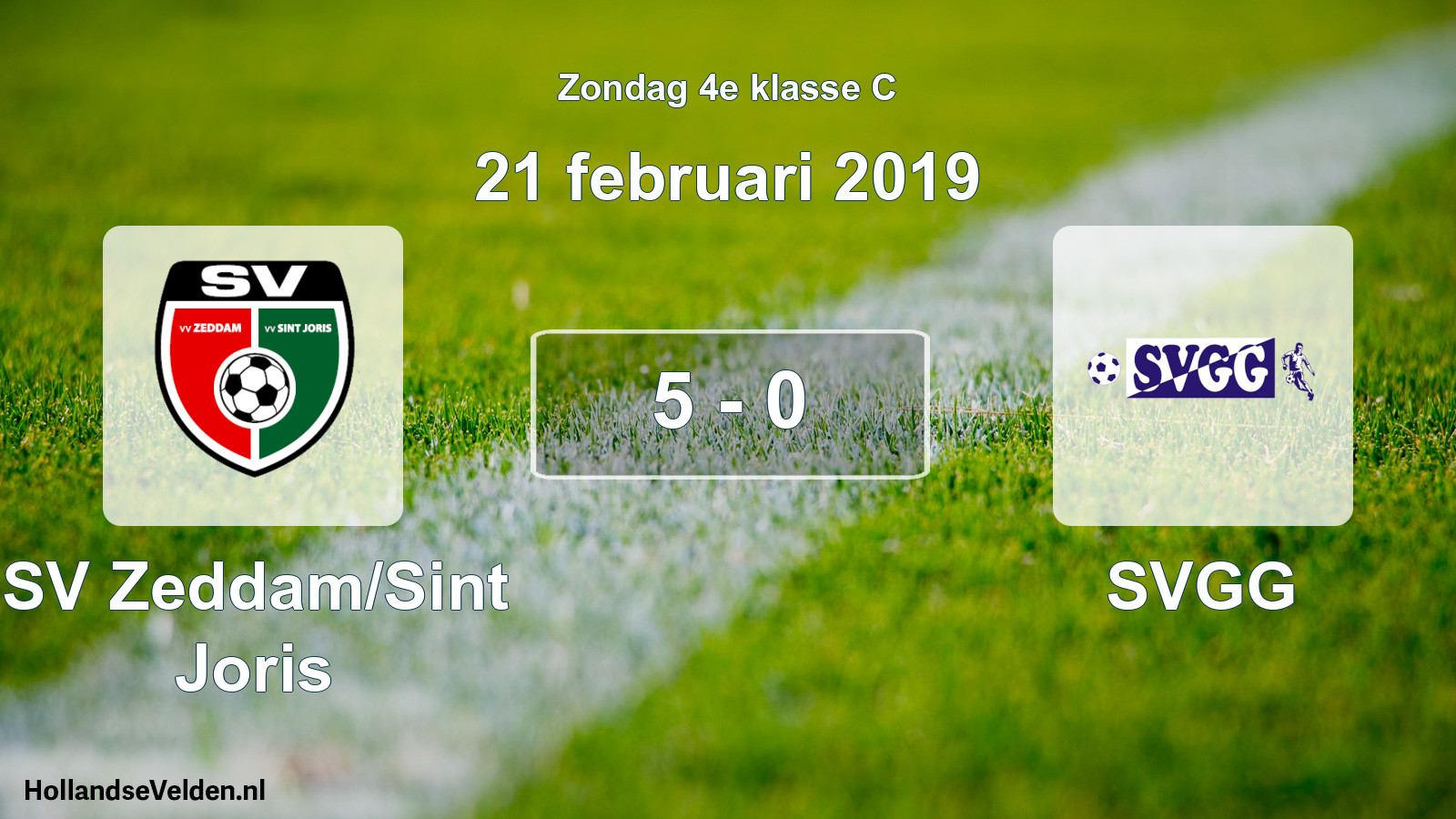 Total number of matches played: SV Zeddam/Sint Joris - SVGG 5 - 0 (21 February 2019)
