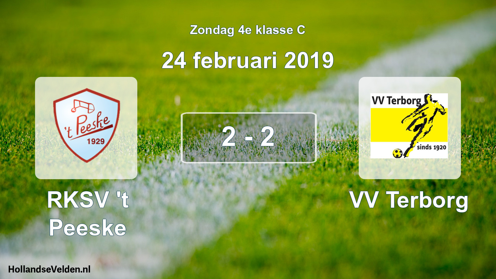 Total number of matches played: RKSV 't Peeske - VV Terborg 2 - 2 (24 February 2019)