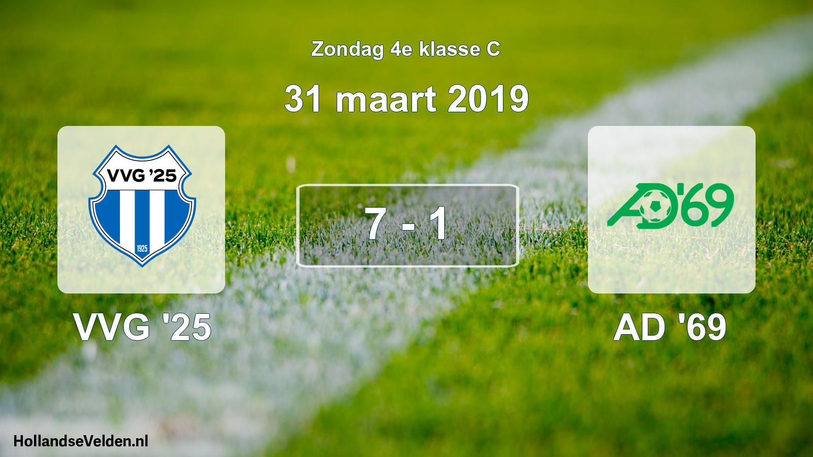 Total number of matches played: VVG '25 - AD '69 7 - 1 (31 March 2019)