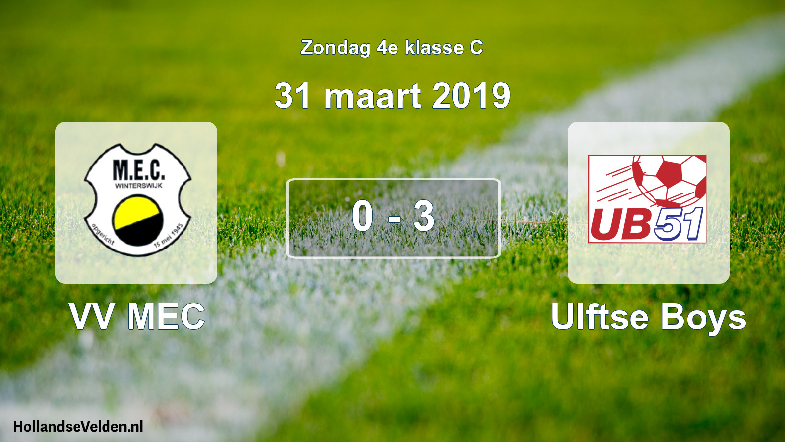 Total number of matches played: VV MEC - Ulftse Boys 0 - 3 (31 March 2019)