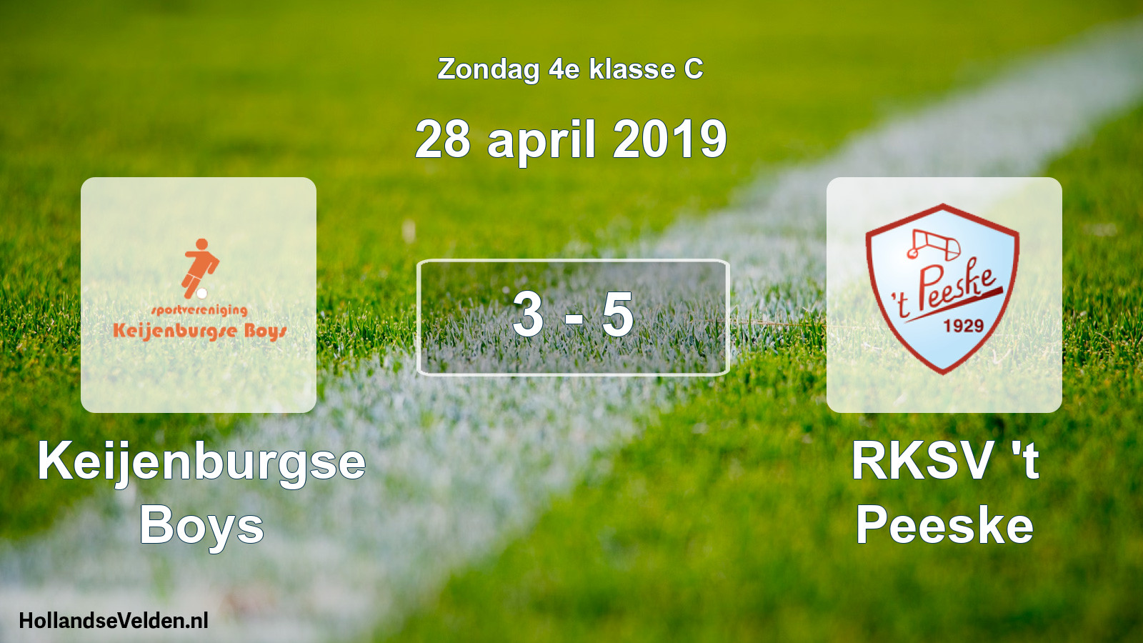 Total number of matches played: Keijenburgse Boys - RKSV 't Peeske 3 - 5 (28 April 2019)