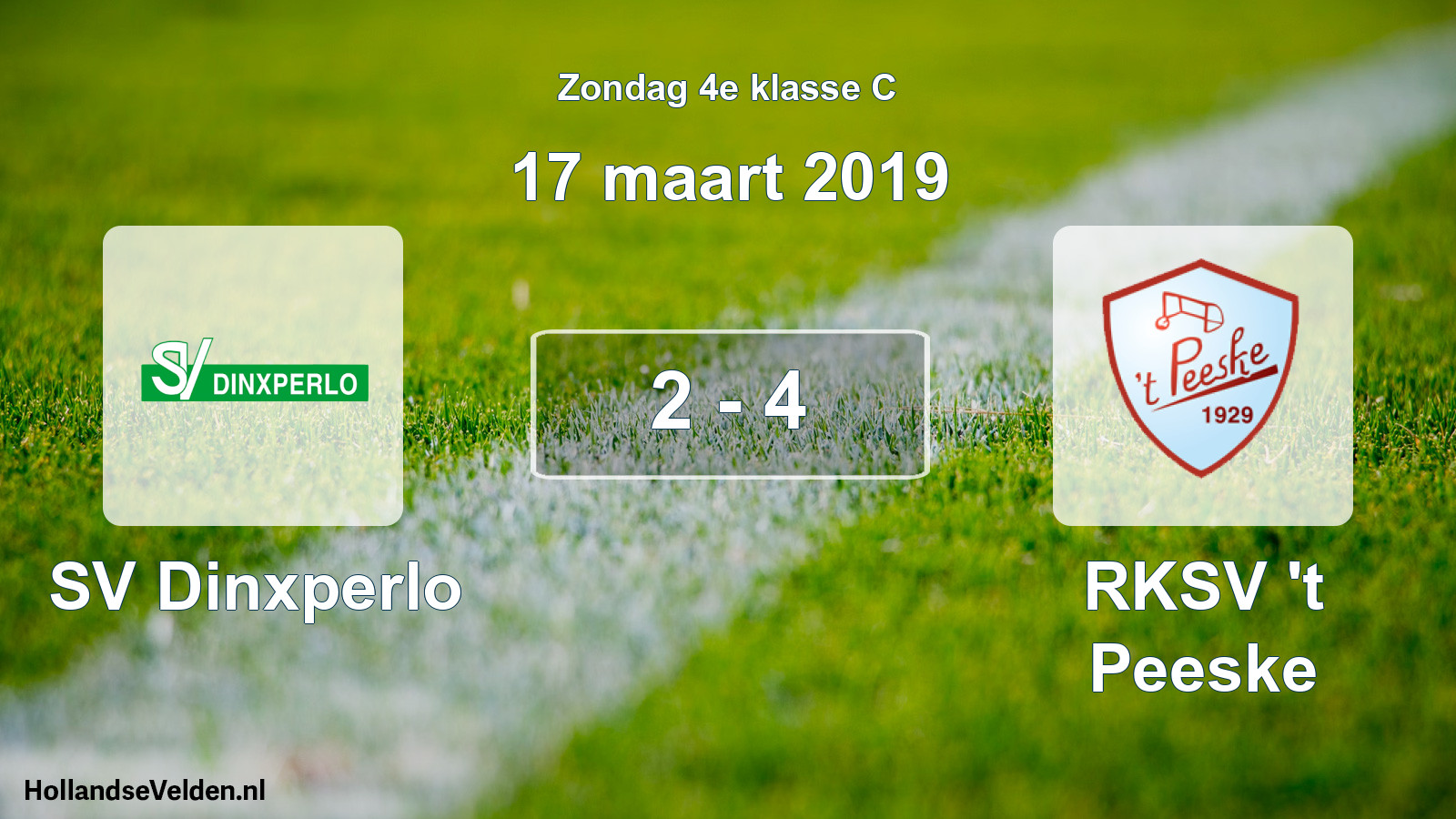 Total number of matches played: SV Dinxperlo - RKSV 't Peeske 2 - 4 (17 March 2019)