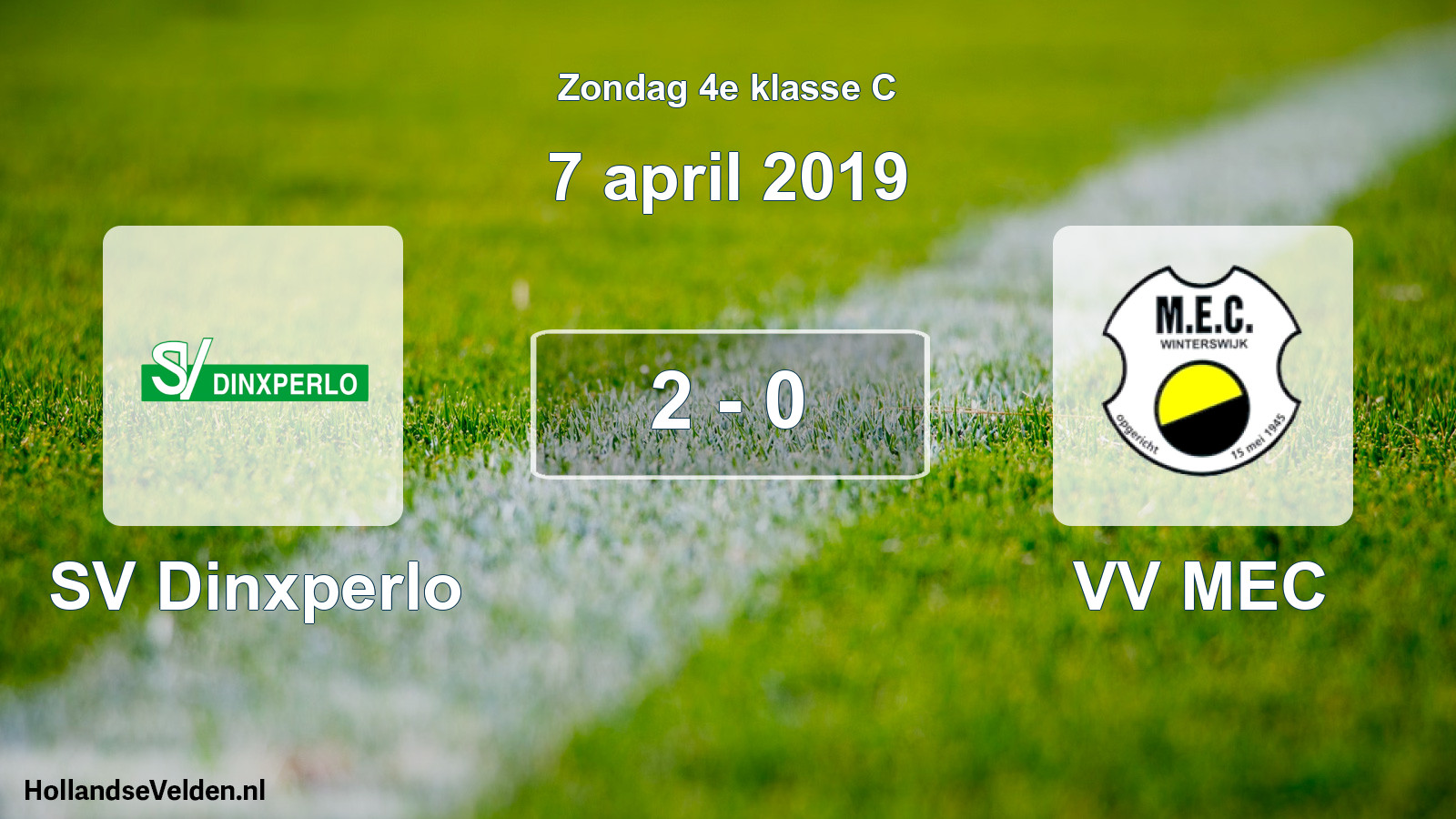 Total number of matches played: SV Dinxperlo - VV MEC 2 - 0 (7 April 2019)