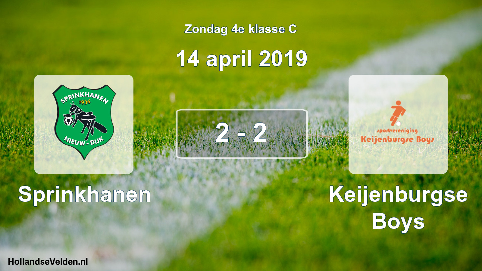 Total number of matches played: Sprinkhanen - Keijenburgse Boys 2 - 2 (14 April 2019)