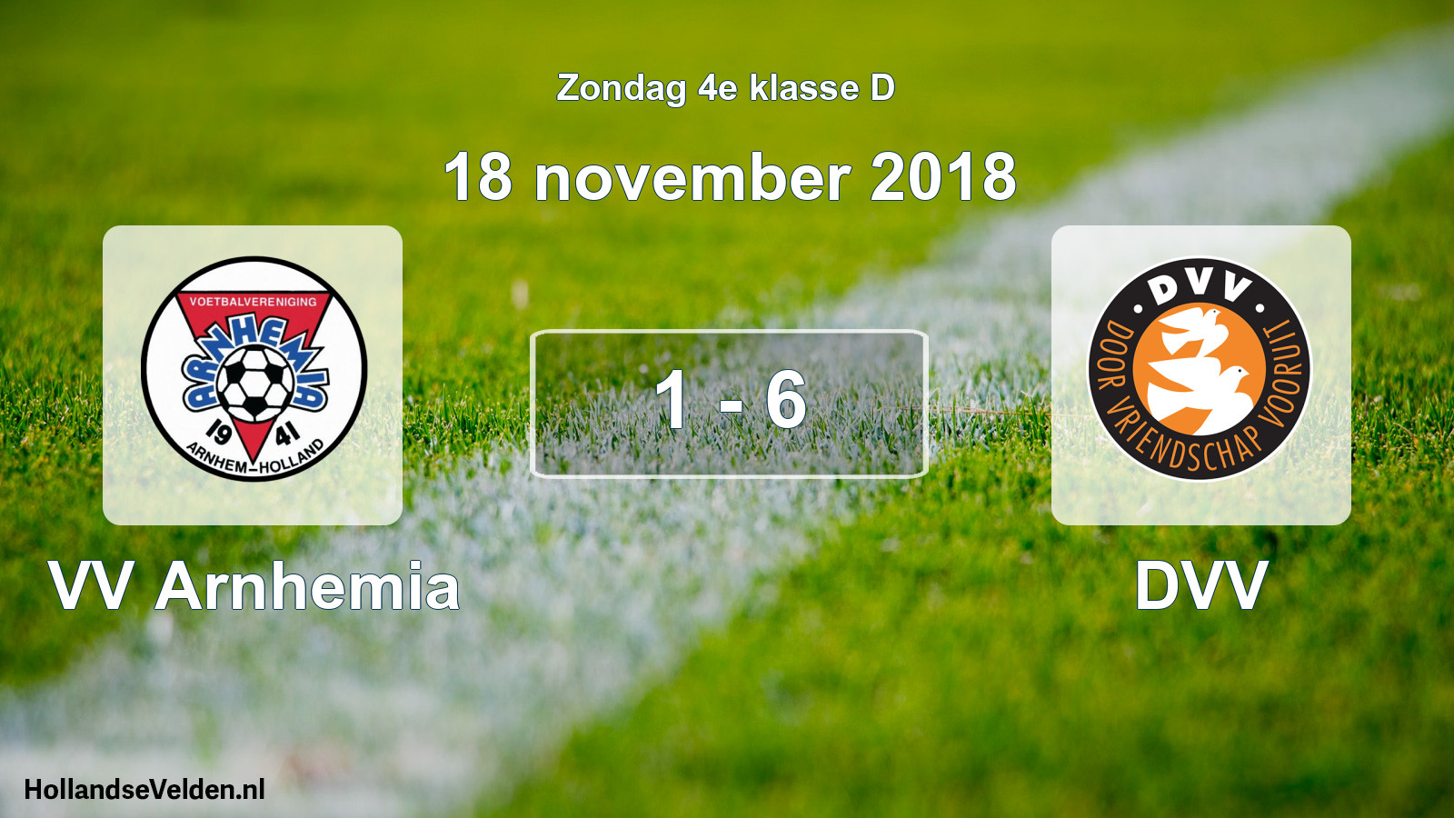 Total number of matches played: VV Arnhemia - DVV 1 - 6 (18 November 2018)