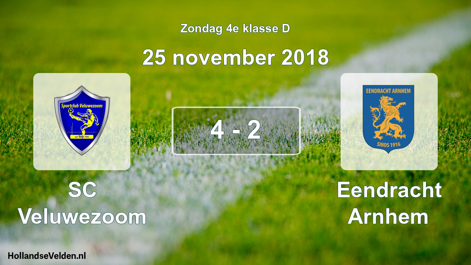Total number of matches played: SC Veluwezoom - Eendracht Arnhem 4 - 2 (25 November 2018)