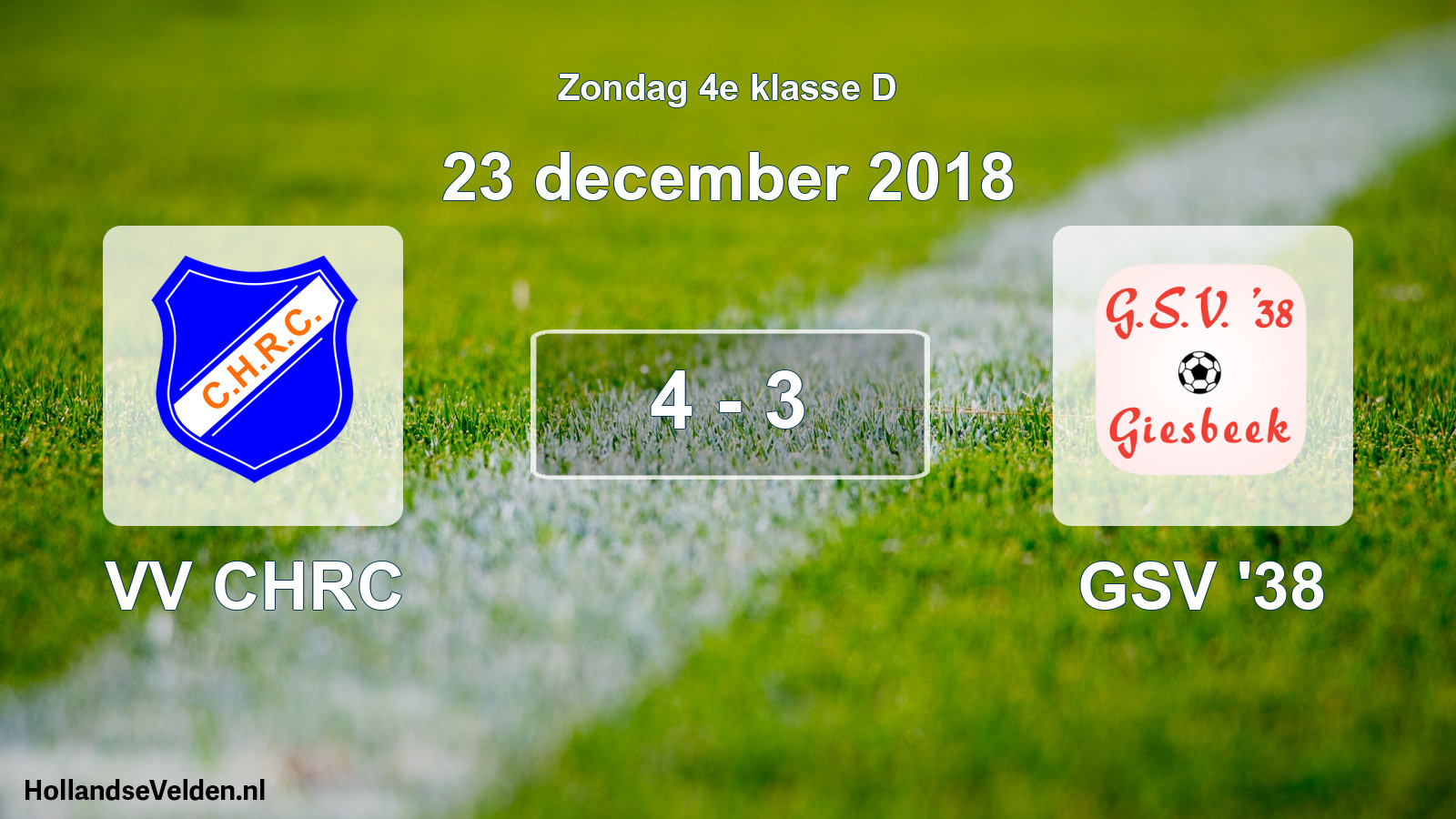 Total number of matches played: VV CHRC - GSV '38 4 - 3 (23 December 2018)