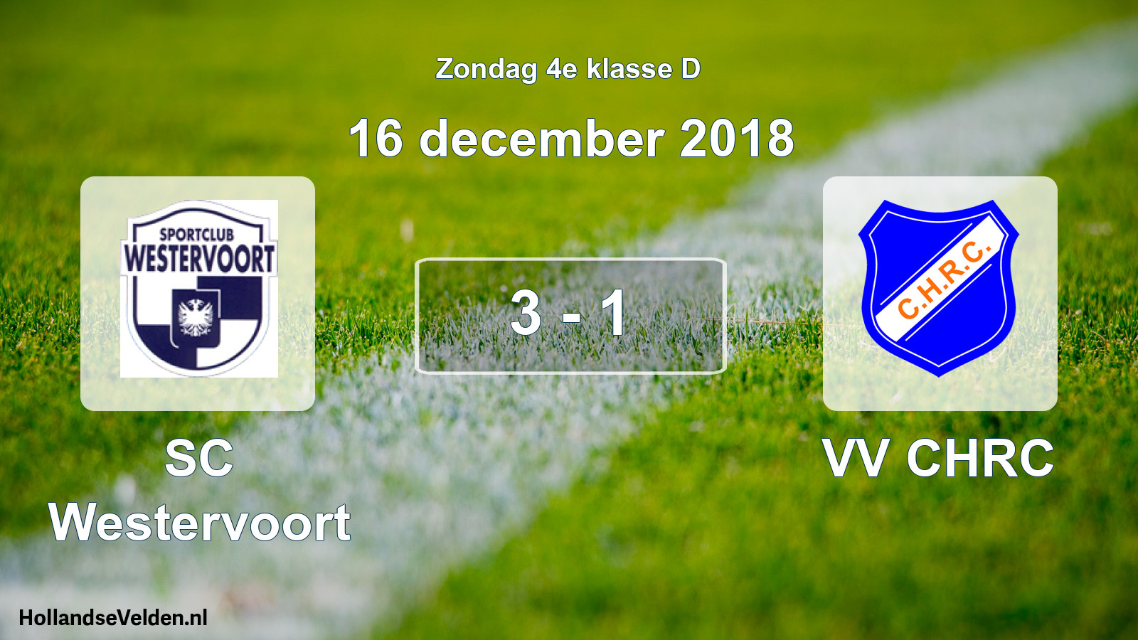 Total number of matches played: SC Westervoort - VV CHRC 3 - 1 (16 December 2018)