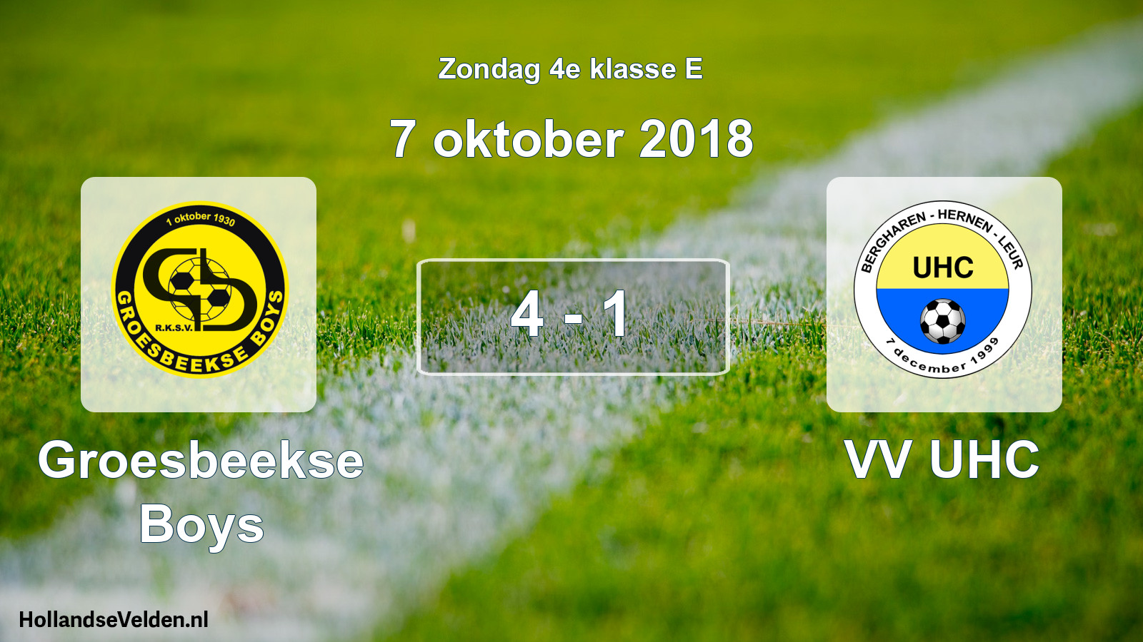 Total number of matches played: Groesbeekse Boys - VV UHC 4 - 1 (7 October 2018)