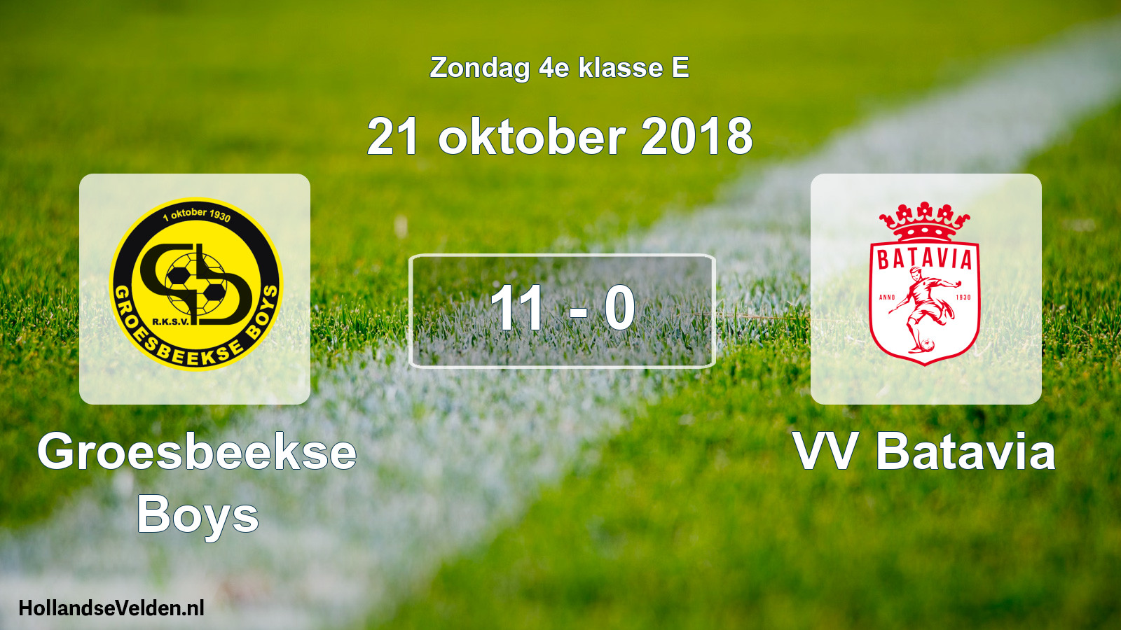 Total number of matches played: Groesbeekse Boys - VV Batavia 11 - 0 (21 October 2018)
