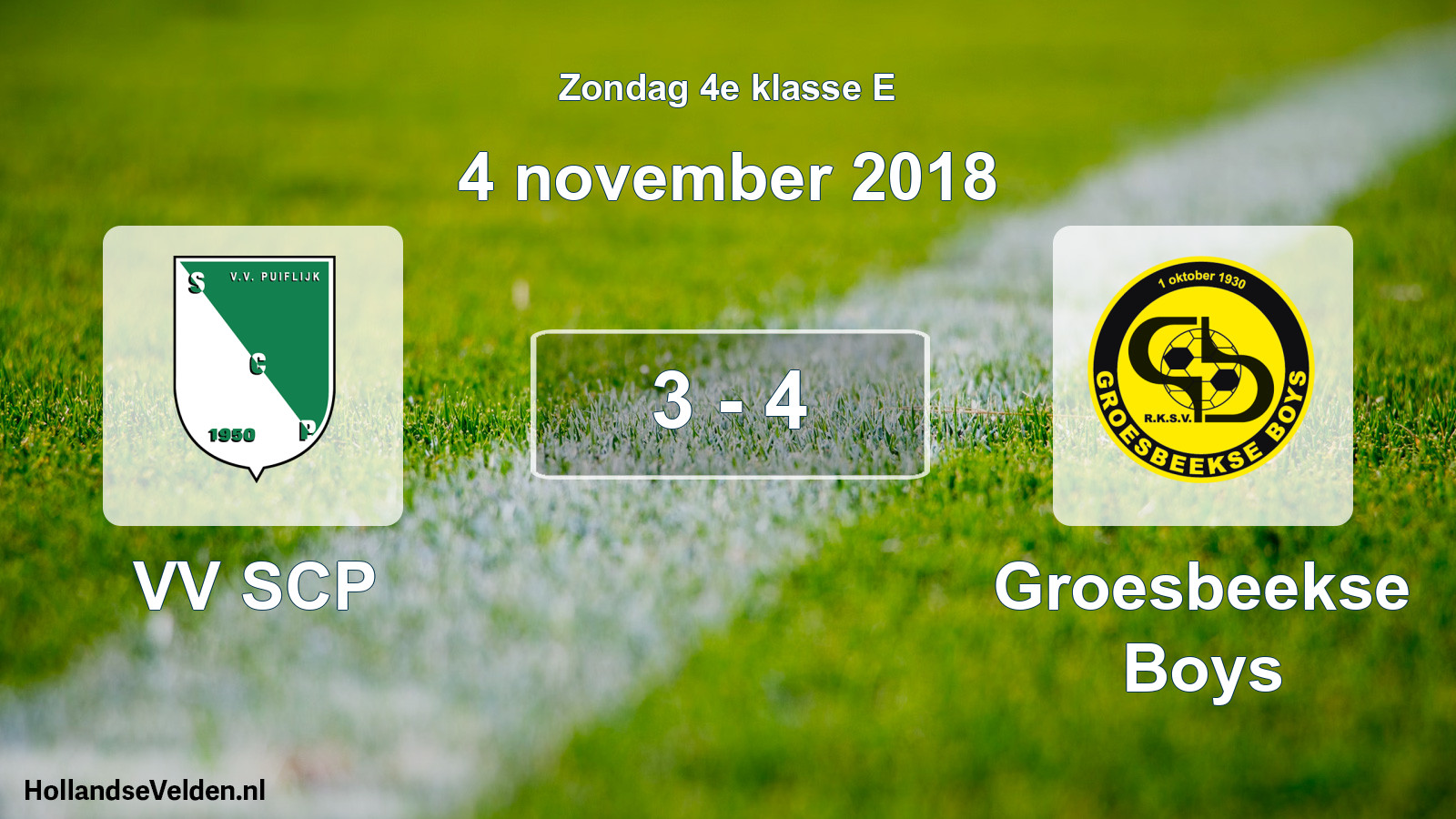 Total number of matches played: VV SCP - Groesbeekse Boys 3 - 4 (4 November 2018)