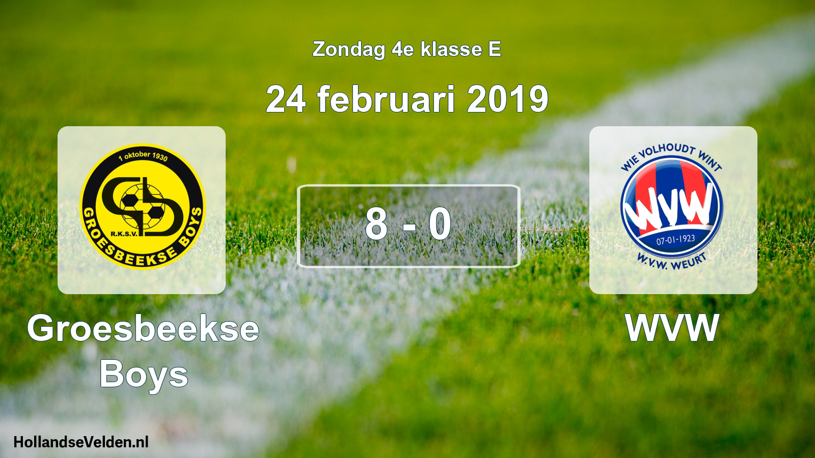 Total number of matches played: Groesbeekse Boys - WVW 8 - 0 (24 February 2019)