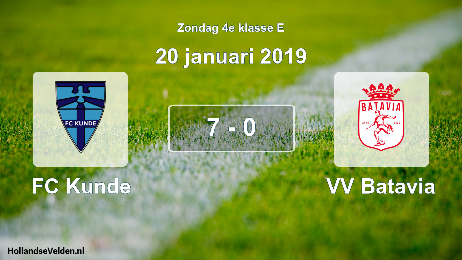 Total number of matches played: FC Kunde - VV Batavia 7 - 0 (20 January 2019)