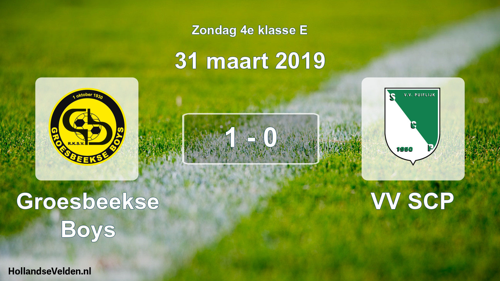 Total number of matches played: Groesbeekse Boys - VV SCP 1 - 0 (31 March 2019)