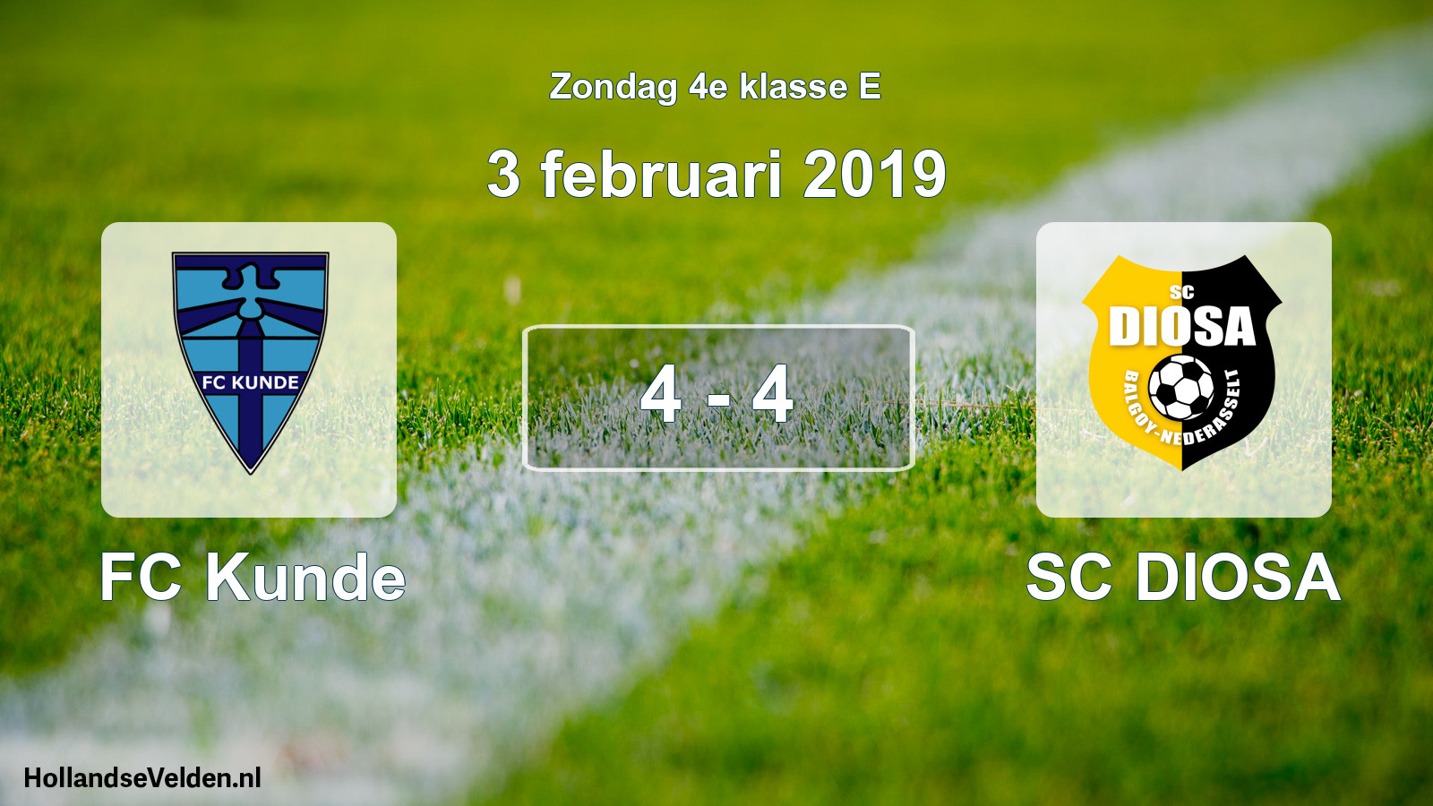 Total number of matches played: FC Kunde - SC DIOSA 4 - 4 (3 February 2019)
