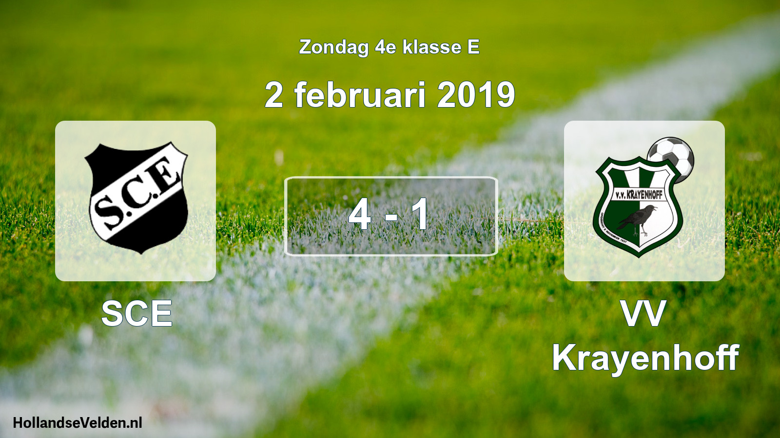 Total number of matches played: SCE - VV Krayenhoff 4 - 1 (2 February 2019)