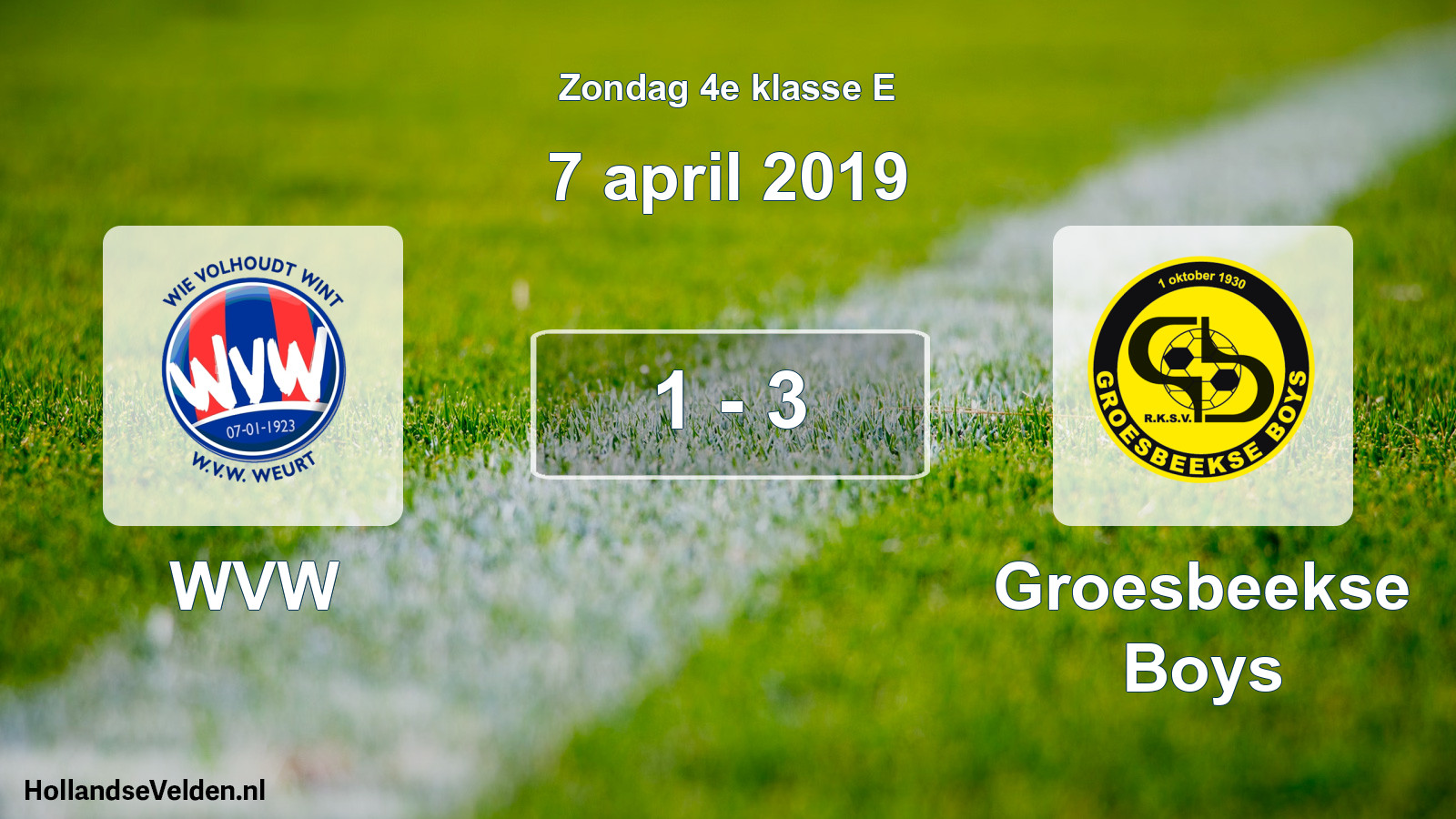 Total number of matches played: WVW - Groesbeekse Boys 1 - 3 (7 April 2019)