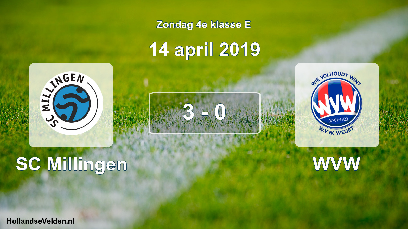 Total number of matches played: SC Millingen - WVW 3 - 0 (14 April 2019)